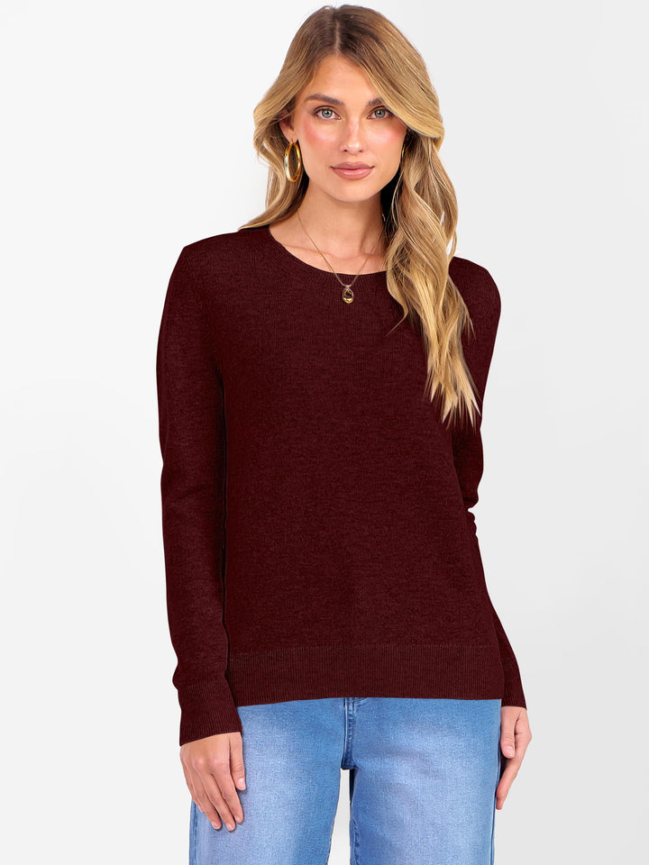 ANRABESS Womens 100% Wool Sweaters Crewneck Long Sleeve Work Business Casual Basic Sweater Tops 2025 Fall Outfits