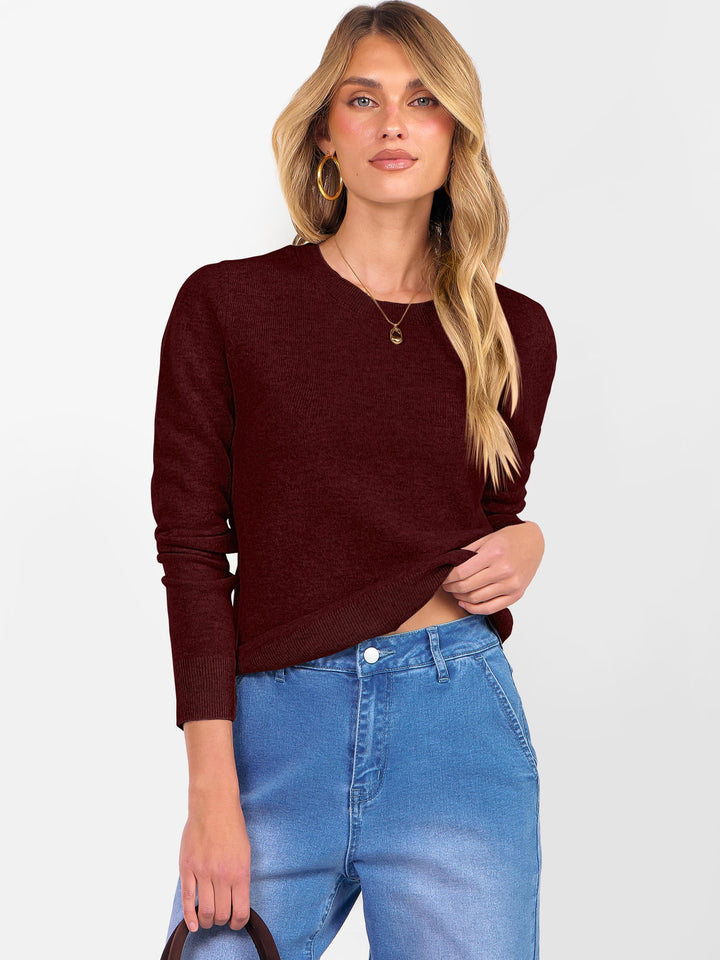 ANRABESS Womens 100% Wool Sweaters Crewneck Long Sleeve Work Business Casual Basic Sweater Tops 2025 Fall Outfits