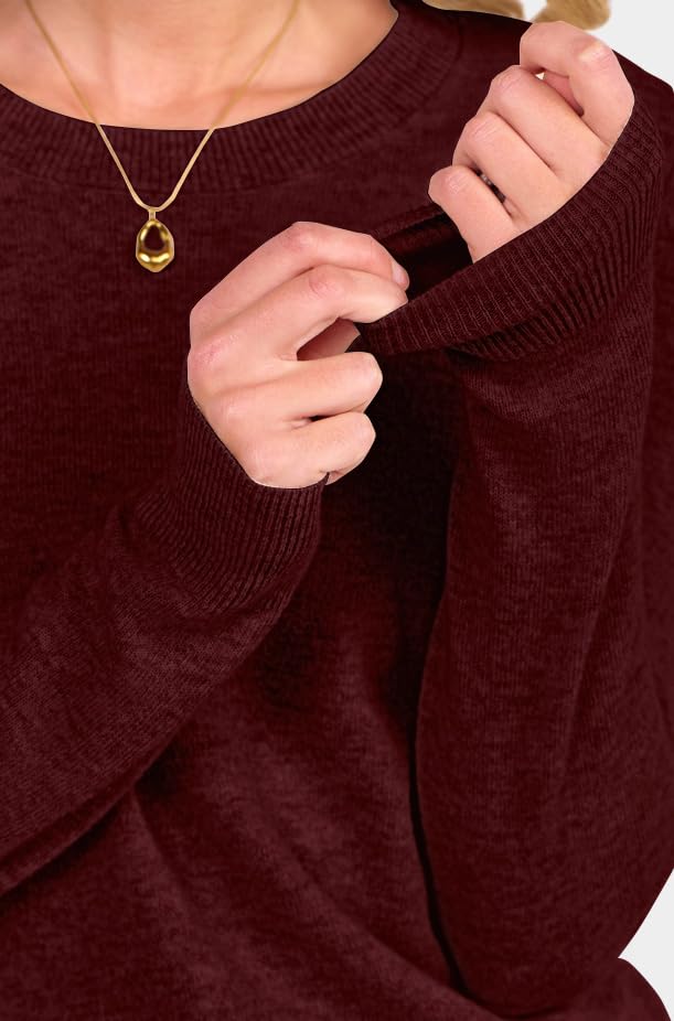 ANRABESS Womens 100% Wool Sweaters Crewneck Long Sleeve Work Business Casual Basic Sweater Tops 2025 Fall Outfits