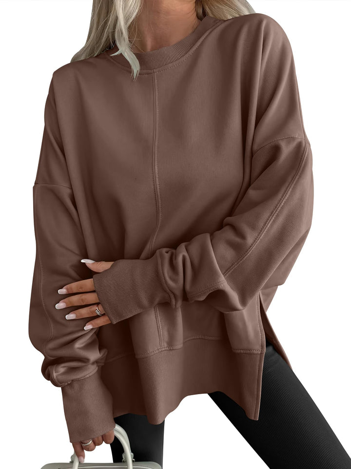 ANRABESS Women Oversized Sweatshirts Thumbhole Long Sleeve Hoodies Shirts 2025 Fall Side Slit Pullover Top Teen Y2k Outfits