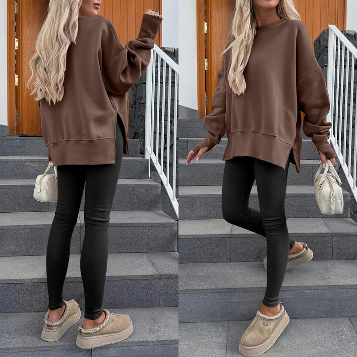 ANRABESS Women Oversized Sweatshirts Thumbhole Long Sleeve Hoodies Shirts 2025 Fall Side Slit Pullover Top Teen Y2k Outfits