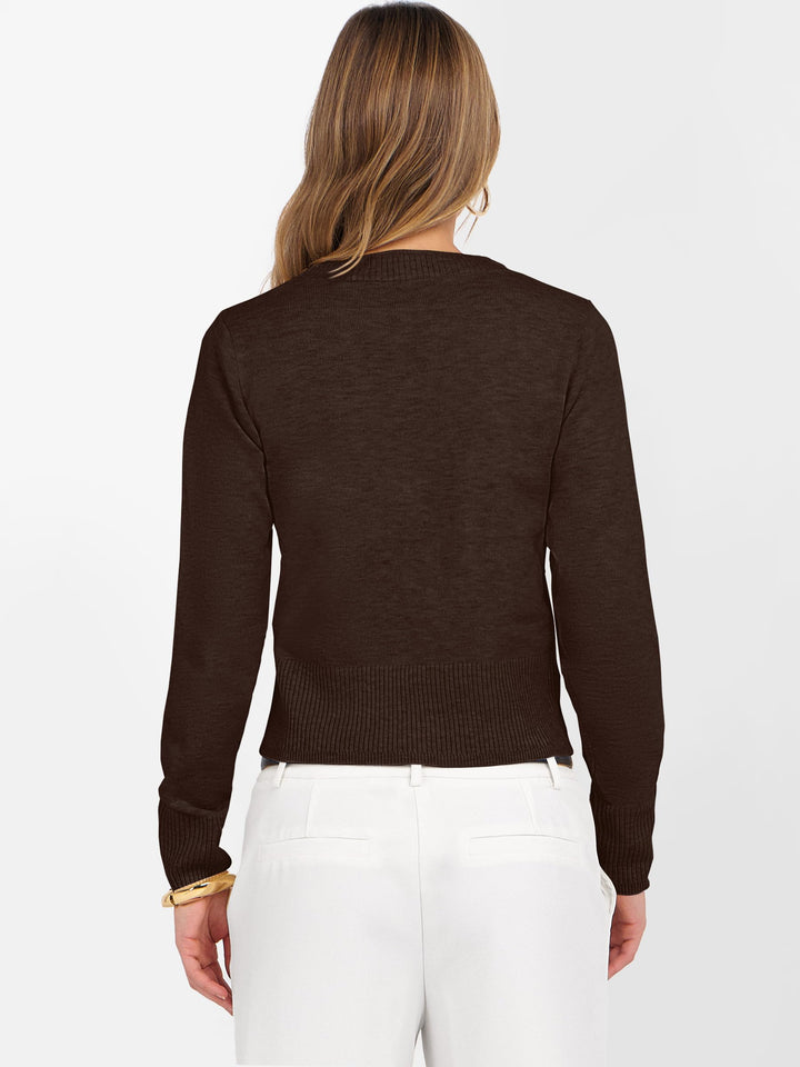 ANRABESS Women’s Long Sleeve Sweaters Cropped Crew Neck Business Casual Light Weight Sweater Tops Fall Fashion Clothes 2025