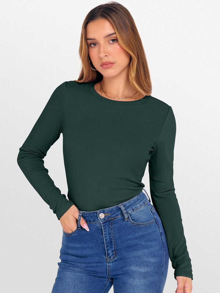 ANRABESS Womens Long Sleeve Thermal Shirts Slim Fit Basic Tee Tops Warm Fleece Undershirts 2025 Fall Winter Layer Outfits