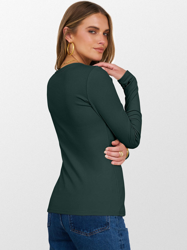 ANRABESS Womens Long Sleeve Thermal Shirts Slim Fit Basic Tee Tops Warm Fleece Undershirts 2025 Fall Winter Layer Outfits