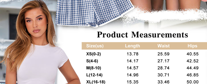 ANRABESS Boxer Shorts for Women Gingham Pajama 2025 Summer Casual Lounge Sleep Plaid Shorts Y2K Beach Bottoms