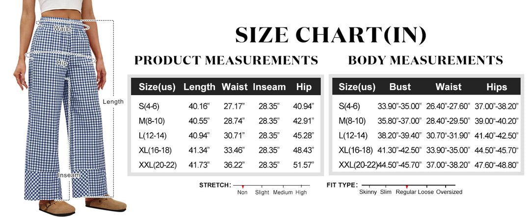 ANRABESS Womens Gingham Striped Boxer Pants Pajama Lounge PJ Bottoms Plaid Wide Leg Casual Cute Fall Trousers with Pockets