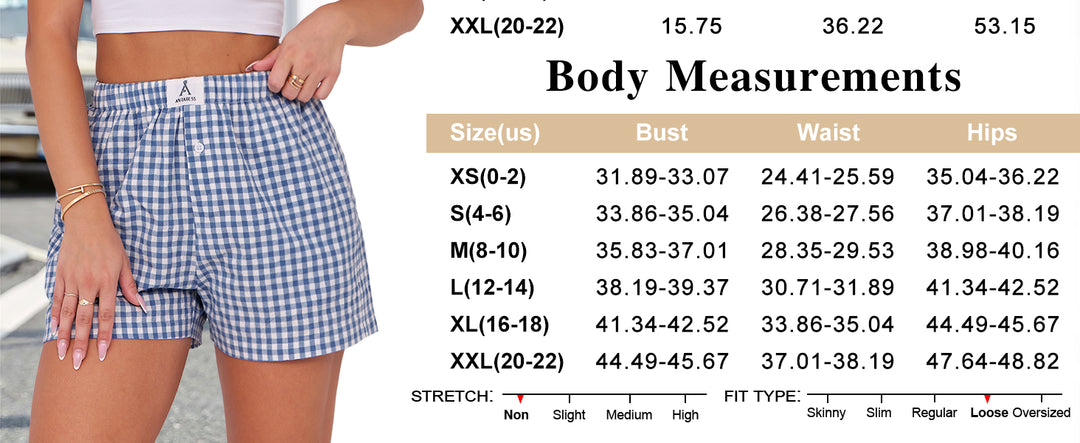 ANRABESS Boxer Shorts for Women Gingham Pajama 2025 Summer Casual Lounge Sleep Plaid Shorts Y2K Beach Bottoms
