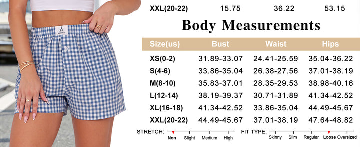 ANRABESS Boxer Shorts for Women Gingham Pajama 2025 Summer Casual Lounge Sleep Plaid Shorts Y2K Beach Bottoms