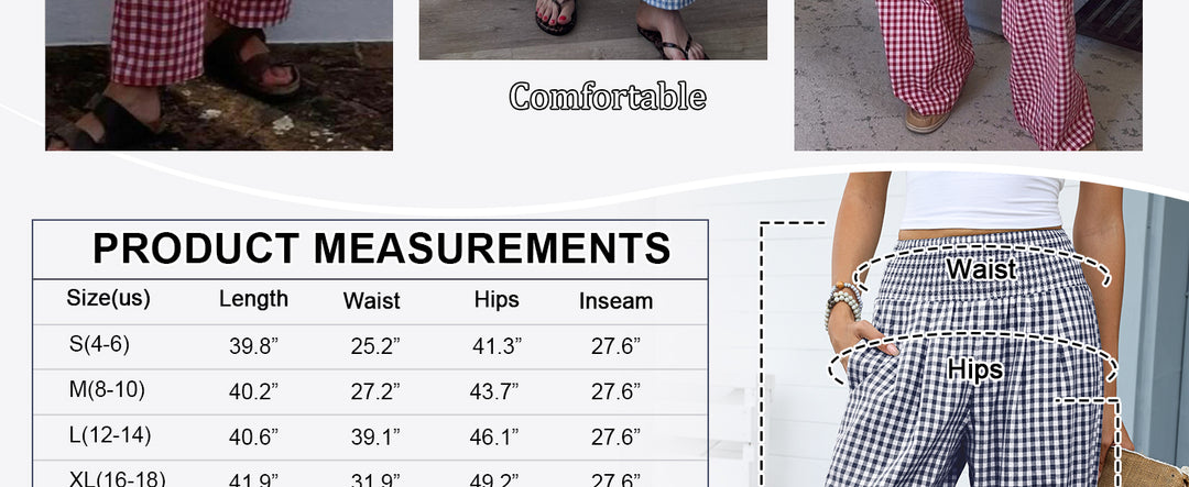ANRABESS Womens Striped Gingham Palazzo Pants Wide Leg High Waisted Lounge Pajama Pants Cute Casual Trousers with Pockets