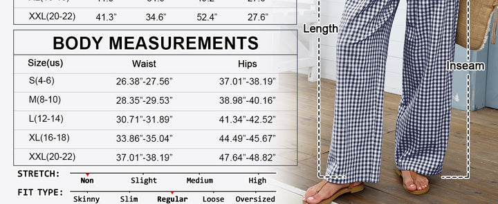 ANRABESS Womens Striped Gingham Palazzo Pants Wide Leg High Waisted Lounge Pajama Pants Cute Casual Trousers with Pockets
