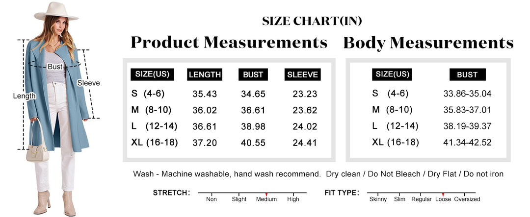 ANRABESS Long Sleeve Draped Open Front Cardigan Jacket