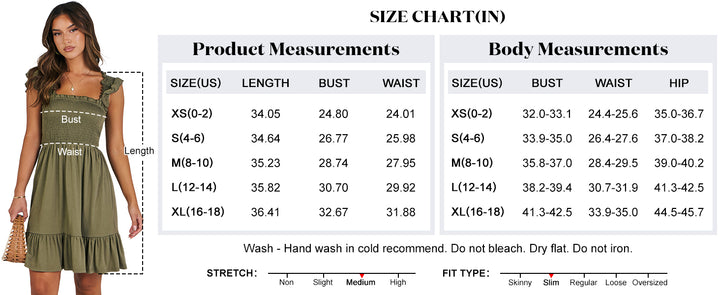 ANRABESS Women's Summer Casual Sleeveless Square Neck Dress 2025 Smocked Ruffle Backless Boho Beach Cute Teen Short Sundress