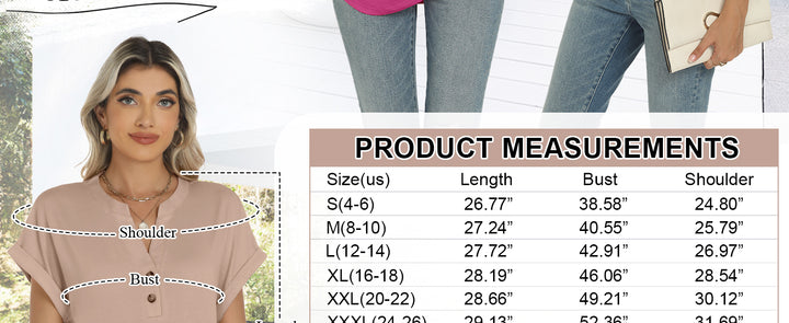 ANRABESS Womens Short Sleeve Henley Tops V Neck Dressy Casual Blouses Summer Trendy Tee Shirts 2025 Vacation Fashion Clothes