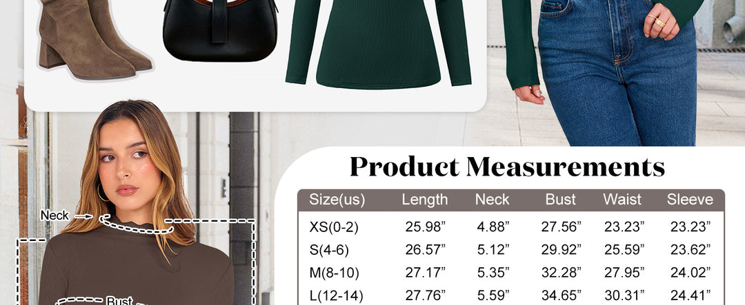 ANRABESS Women's Lettuce Trim Mock Neck Long Sleeve Tops 2025 Casual Dressy Ribbed Knit Slim Fit Tee Shirt Fall Layer Outfits