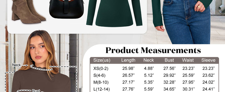 ANRABESS Women's Lettuce Trim Mock Neck Long Sleeve Tops 2025 Casual Dressy Ribbed Knit Slim Fit Tee Shirt Fall Layer Outfits
