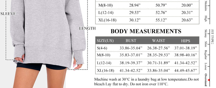 ANRABESS Women Oversized Sweatshirts Thumbhole Long Sleeve Hoodies Shirts 2025 Fall Side Slit Pullover Top Teen Y2k Outfits