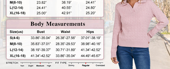 ANRABESS Womens Cable Knit Sweaters Long Sleeve V Neck Sweater Tops Casual Pullover Polo Shirts 2025 Fall Fashion Outfits