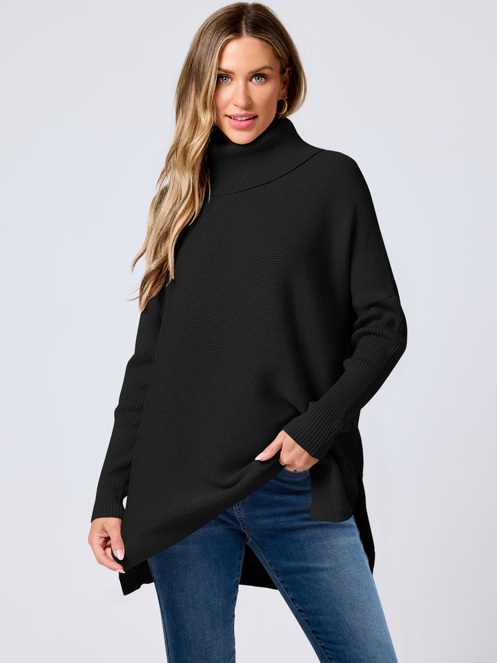 ANRABESS Batwing Sleeve Turtleneck Loose Tunic Pullover