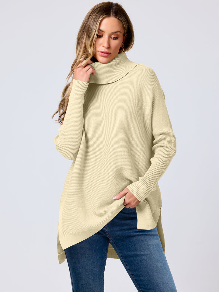 ANRABESS Batwing Sleeve Turtleneck Loose Tunic Pullover