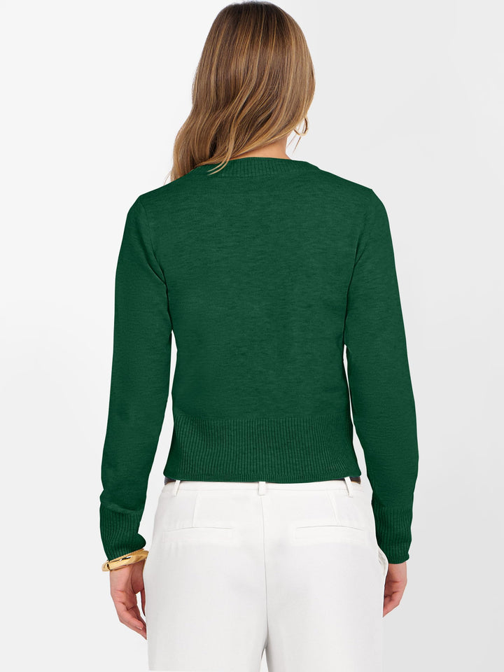 ANRABESS Women’s Long Sleeve Sweaters Cropped Crew Neck Business Casual Light Weight Sweater Tops Fall Fashion Clothes 2025