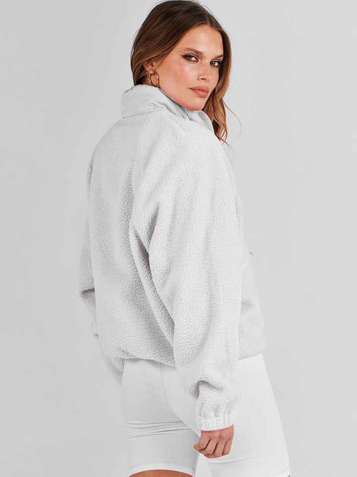 ANRABESS Womens Fuzzy Fleece Jacket Fall Casual Long Sleeve Cropped Sherpa Button Down Shacket Coats Outwear With Pockets