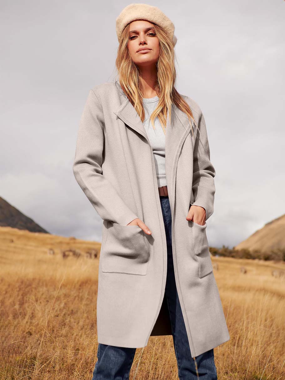 ANRABESS Long Open-Front Casual Cardigan