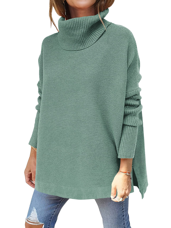 ANRABESS Batwing Sleeve Turtleneck Loose Tunic Pullover