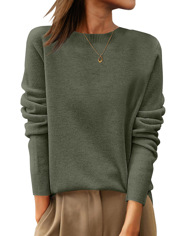 ANRABESS Womens 100% Wool Sweaters Crewneck Long Sleeve Work Business Casual Basic Sweater Tops 2025 Fall Outfits