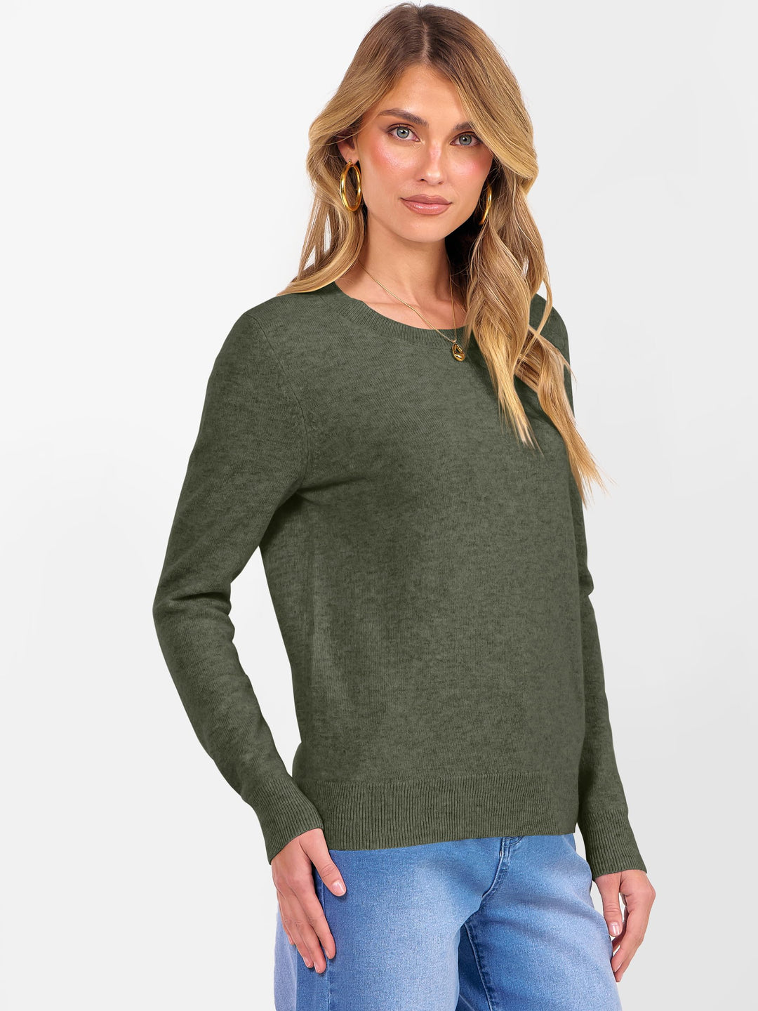 ANRABESS Womens 100% Wool Sweaters Crewneck Long Sleeve Work Business Casual Basic Sweater Tops 2025 Fall Outfits