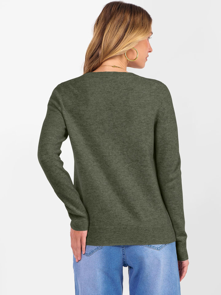 ANRABESS Womens 100% Wool Sweaters Crewneck Long Sleeve Work Business Casual Basic Sweater Tops 2025 Fall Outfits