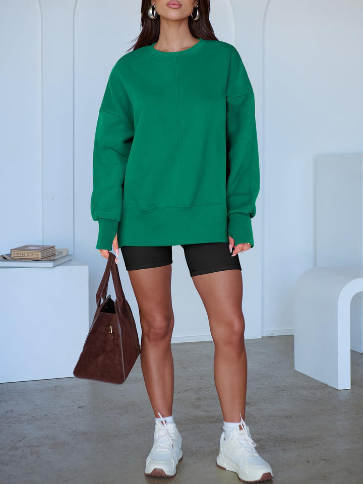 ANRABESS Women Oversized Sweatshirts Thumbhole Long Sleeve Hoodies Shirts 2025 Fall Side Slit Pullover Top Teen Y2k Outfits