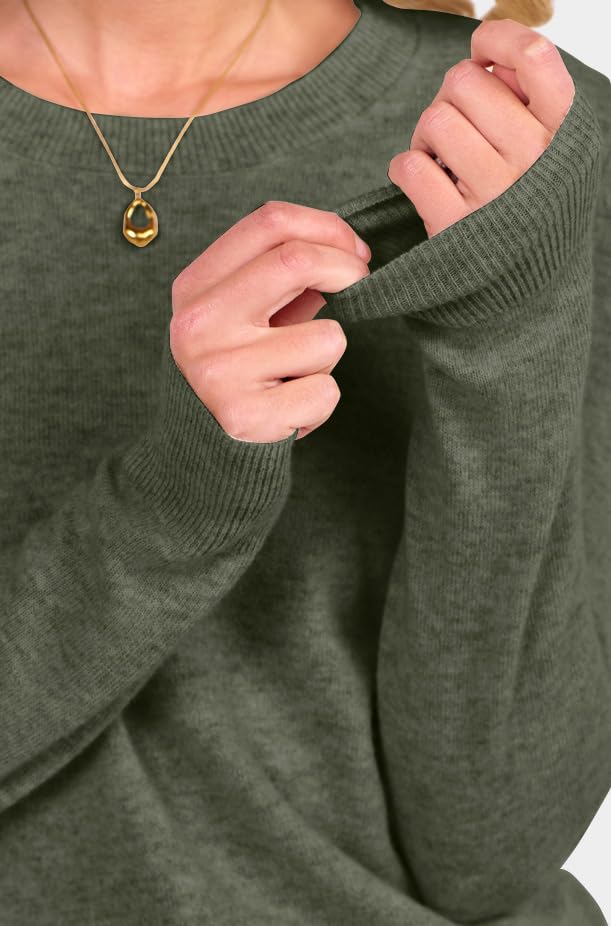 ANRABESS Womens 100% Wool Sweaters Crewneck Long Sleeve Work Business Casual Basic Sweater Tops 2025 Fall Outfits