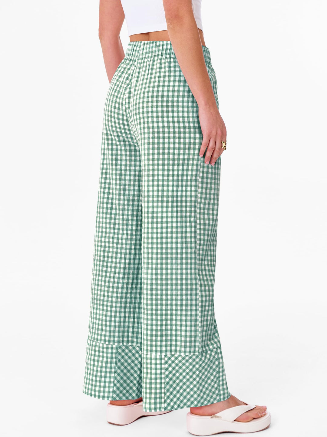 ANRABESS Womens Gingham Striped Boxer Pants Pajama Lounge PJ Bottoms Plaid Wide Leg Casual Cute Fall Trousers with Pockets