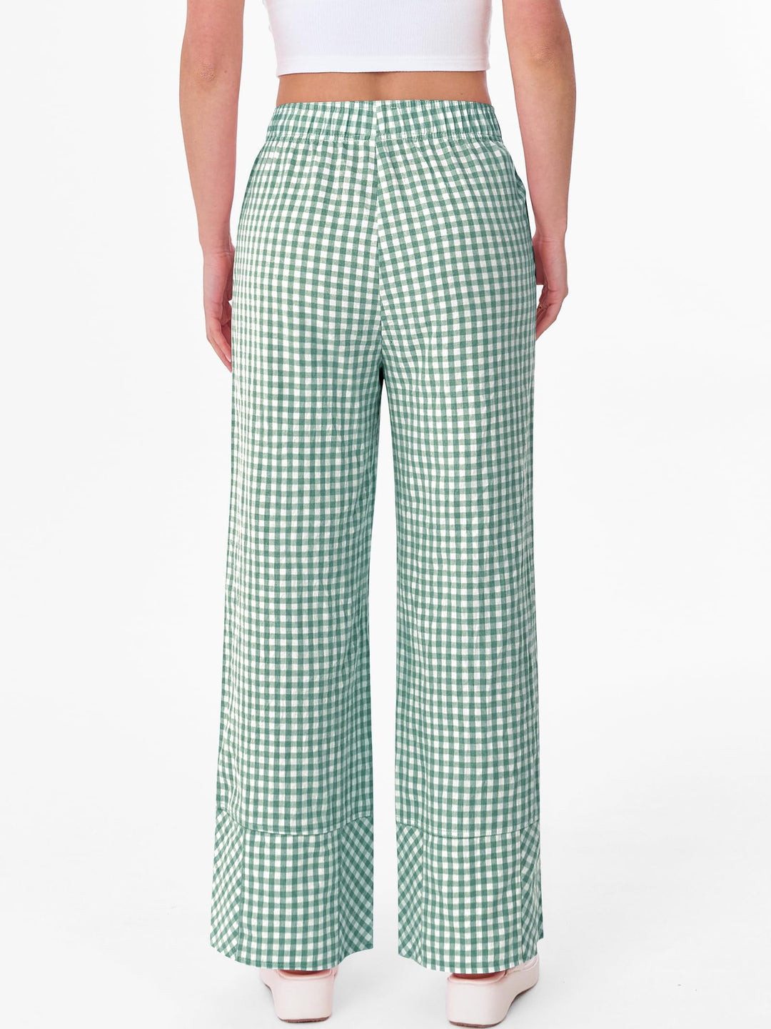 ANRABESS Womens Gingham Striped Boxer Pants Pajama Lounge PJ Bottoms Plaid Wide Leg Casual Cute Fall Trousers with Pockets