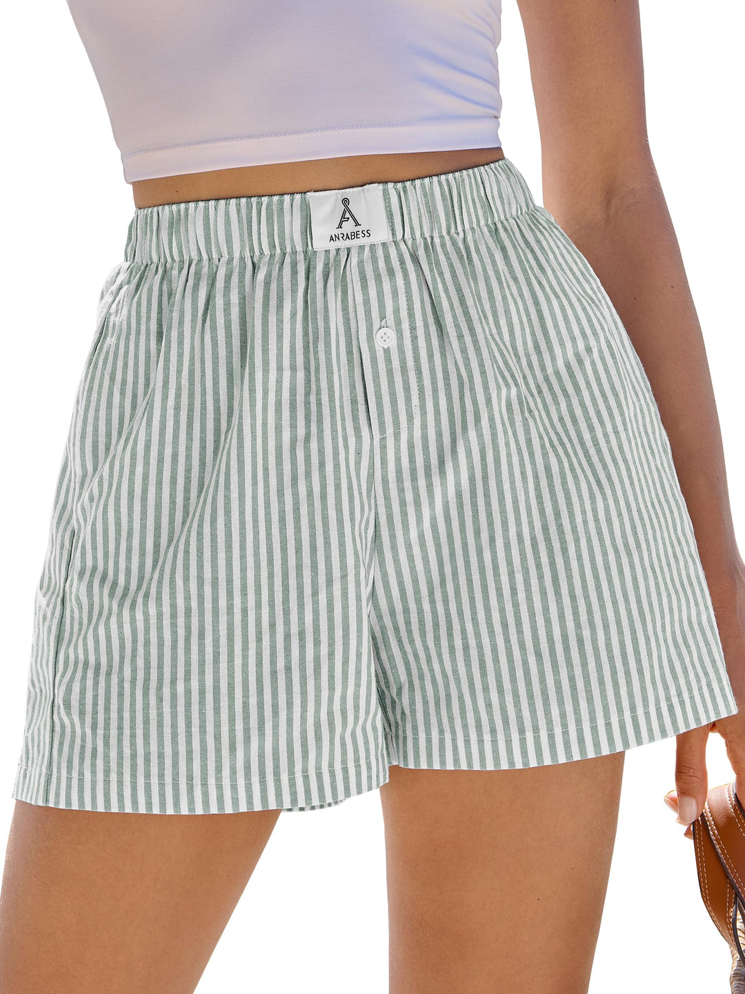 ANRABESS Boxer Shorts for Women Gingham Pajama 2025 Summer Casual Lounge Sleep Plaid Shorts Y2K Beach Bottoms