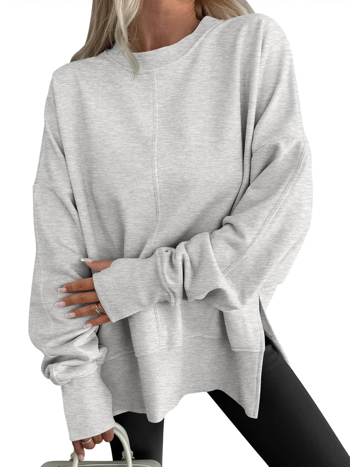 ANRABESS Women Oversized Sweatshirts Thumbhole Long Sleeve Hoodies Shirts 2025 Fall Side Slit Pullover Top Teen Y2k Outfits