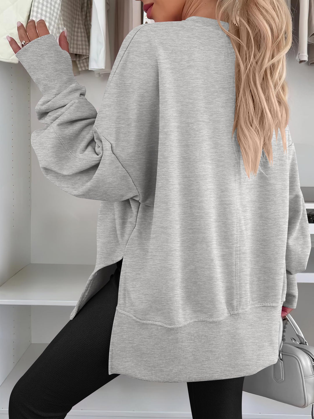 ANRABESS Women Oversized Sweatshirts Thumbhole Long Sleeve Hoodies Shirts 2025 Fall Side Slit Pullover Top Teen Y2k Outfits