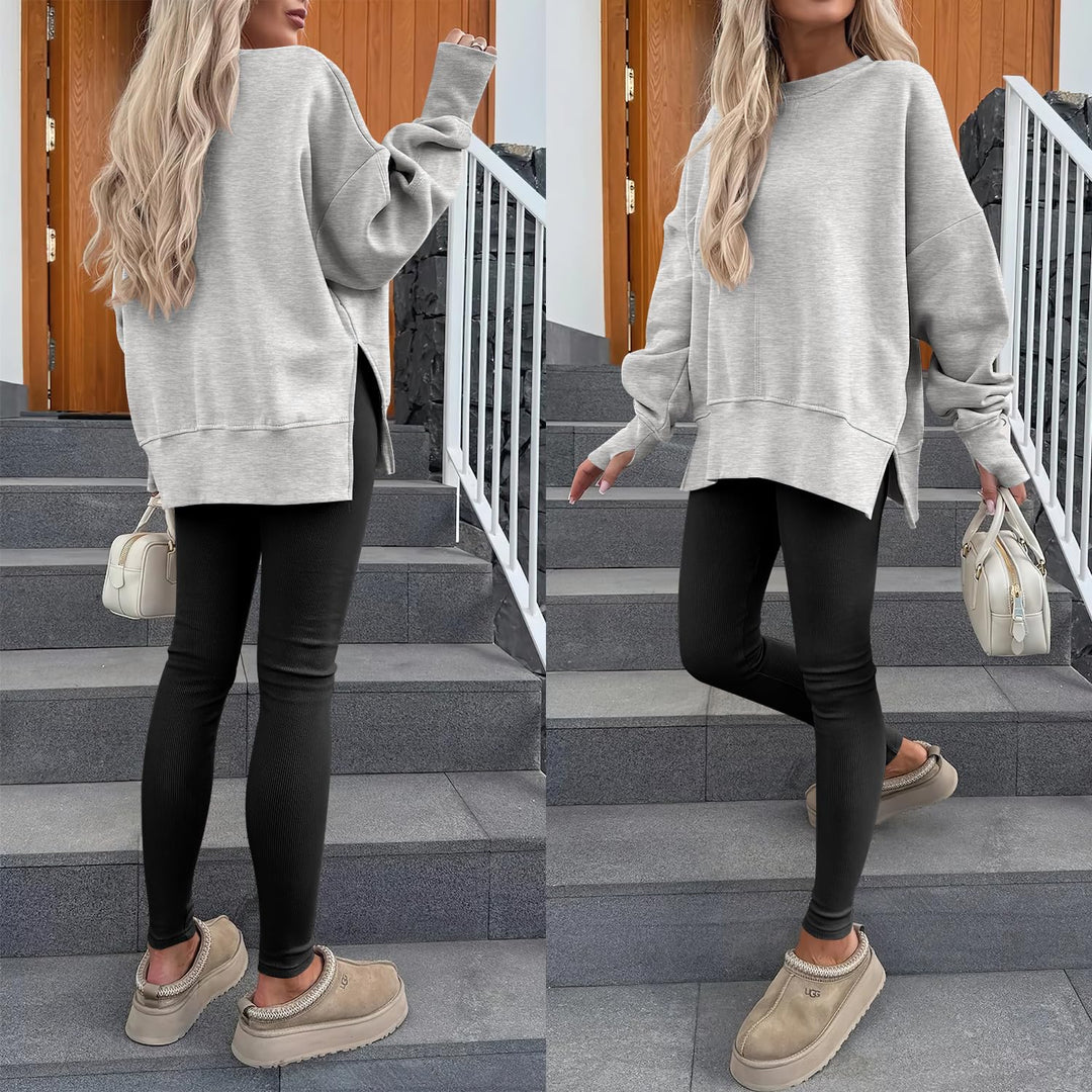 ANRABESS Women Oversized Sweatshirts Thumbhole Long Sleeve Hoodies Shirts 2025 Fall Side Slit Pullover Top Teen Y2k Outfits