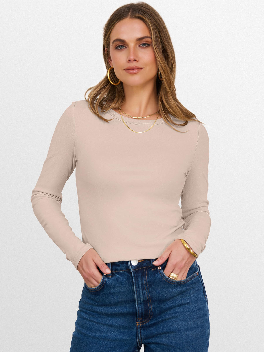 ANRABESS Womens Long Sleeve Thermal Shirts Slim Fit Basic Tee Tops Warm Fleece Undershirts 2025 Fall Winter Layer Outfits