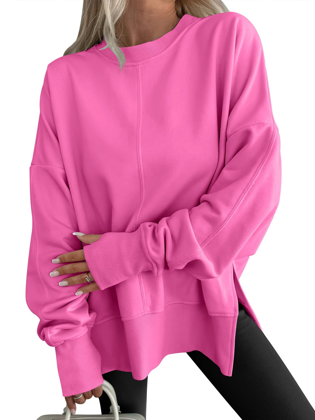 ANRABESS Women Oversized Sweatshirts Thumbhole Long Sleeve Hoodies Shirts 2025 Fall Side Slit Pullover Top Teen Y2k Outfits