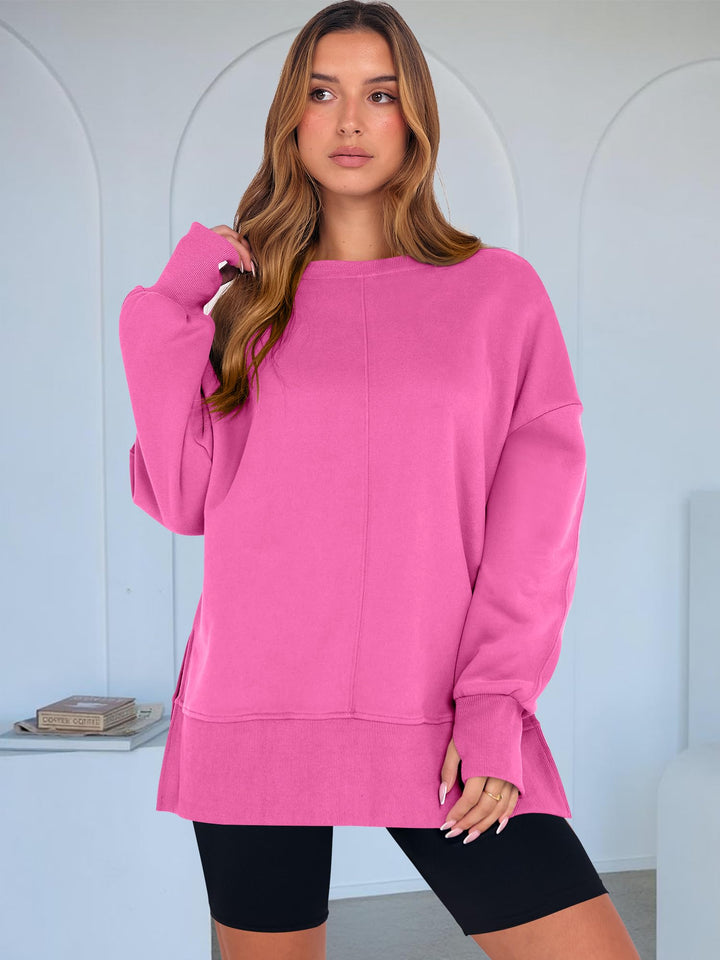 ANRABESS Women Oversized Sweatshirts Thumbhole Long Sleeve Hoodies Shirts 2025 Fall Side Slit Pullover Top Teen Y2k Outfits