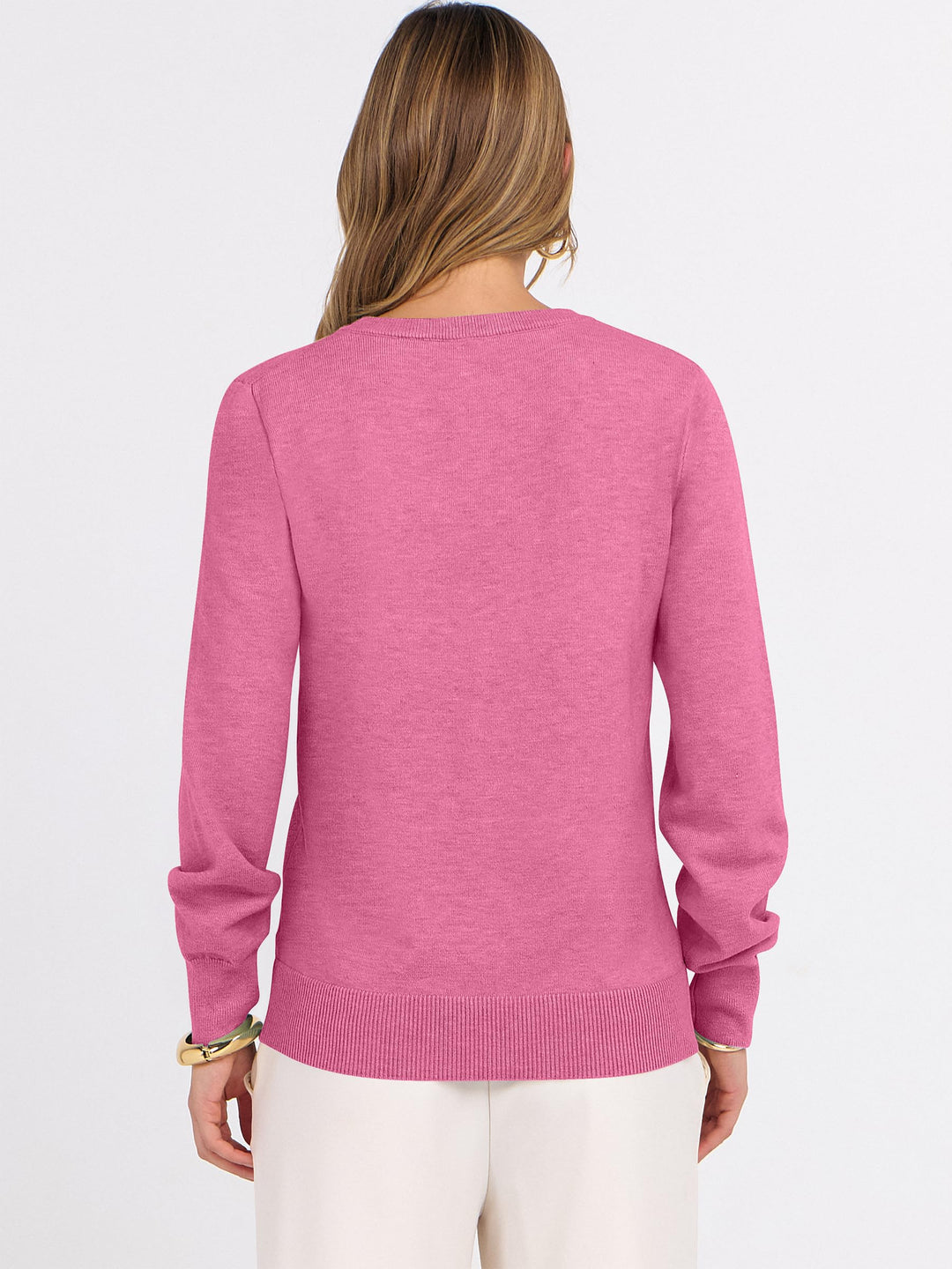 ANRABESS Womens Long Sleeve V Neck Sweaters 2025 Fall Fashion Wool Blend Work Pullover Top Travel Vacation Outfits