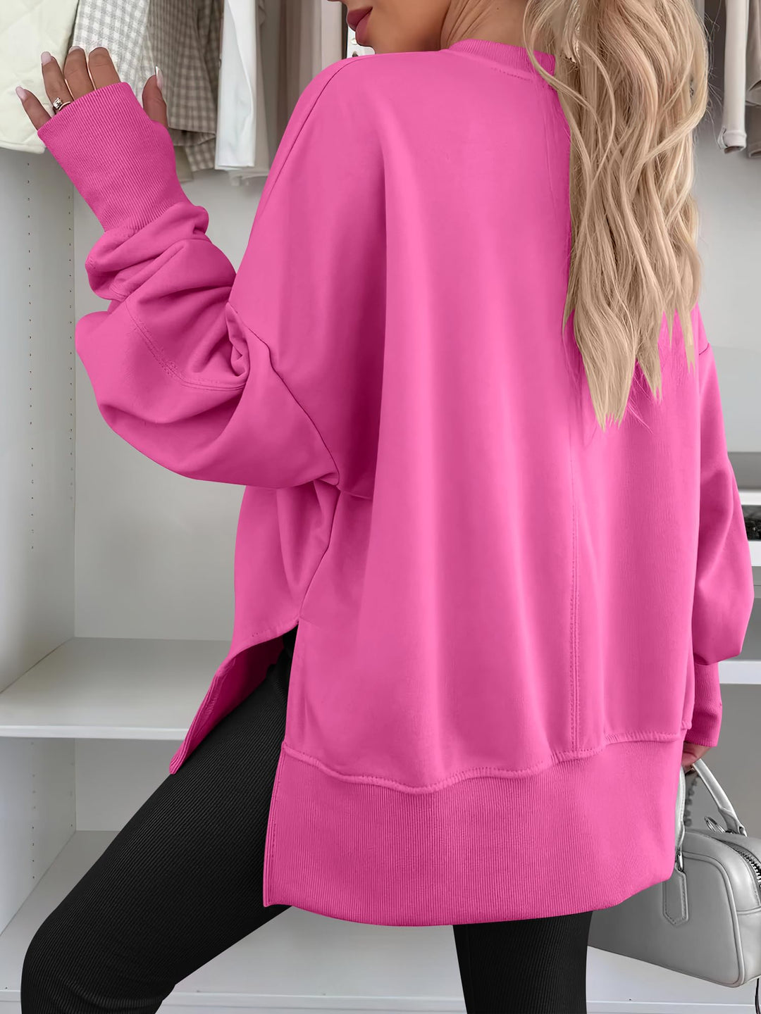 ANRABESS Women Oversized Sweatshirts Thumbhole Long Sleeve Hoodies Shirts 2025 Fall Side Slit Pullover Top Teen Y2k Outfits