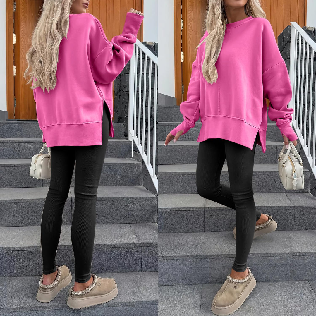 ANRABESS Women Oversized Sweatshirts Thumbhole Long Sleeve Hoodies Shirts 2025 Fall Side Slit Pullover Top Teen Y2k Outfits