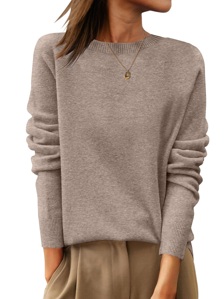 ANRABESS Womens 100% Wool Sweaters Crewneck Long Sleeve Work Business Casual Basic Sweater Tops 2025 Fall Outfits