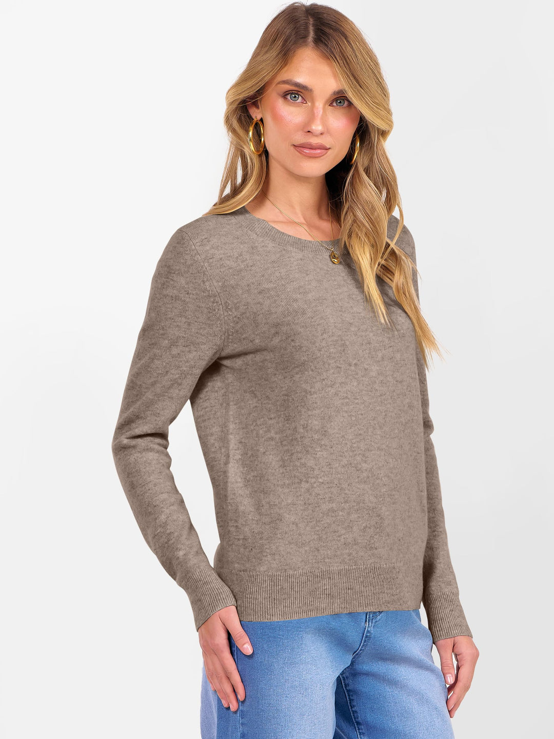 ANRABESS Womens 100% Wool Sweaters Crewneck Long Sleeve Work Business Casual Basic Sweater Tops 2025 Fall Outfits
