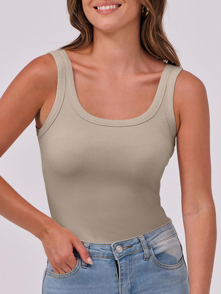 ANRABESS Womens Sleeveless Scoop Neck Tank Top Ribbed Fitted Summer Basic Slim Cute Tops 2025
