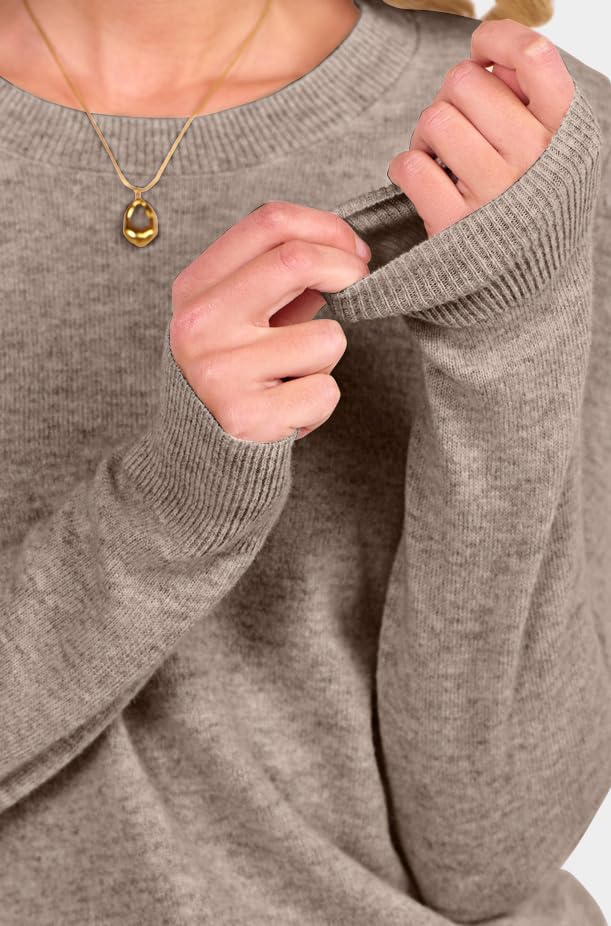 ANRABESS Womens 100% Wool Sweaters Crewneck Long Sleeve Work Business Casual Basic Sweater Tops 2025 Fall Outfits