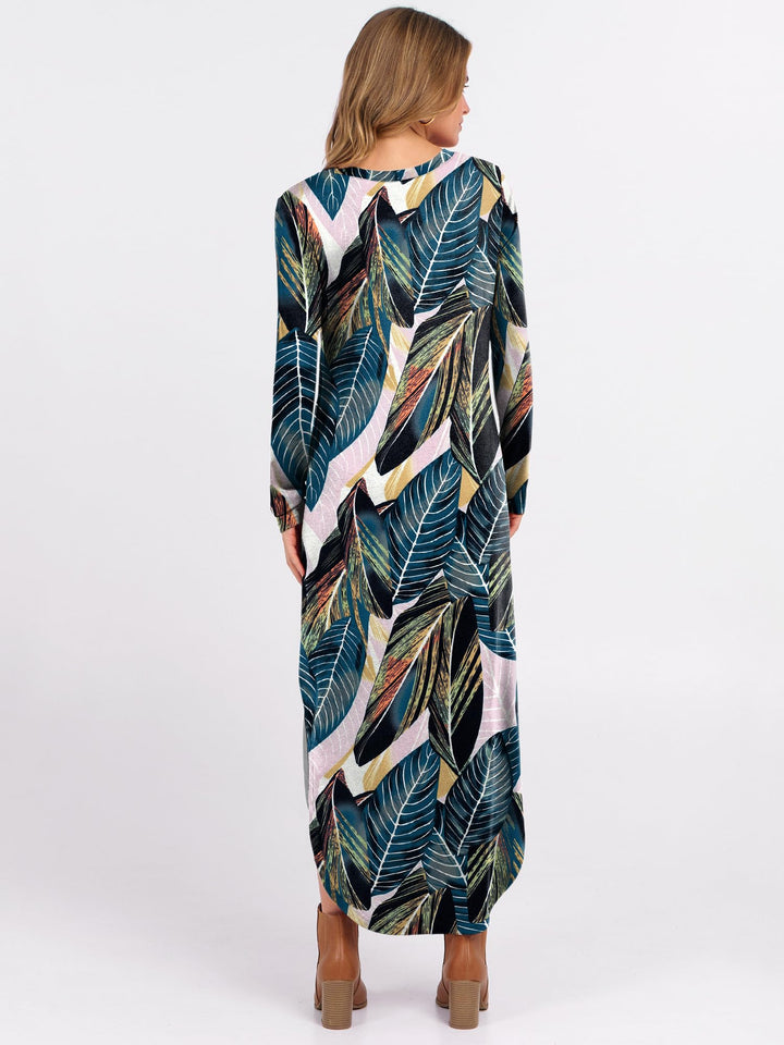 ANRABESS Women's Long Sleeve Maxi Dresses 2025 Fall Outfits Casual Loose Split Travel Vacation T Shirt Dress with Pockets