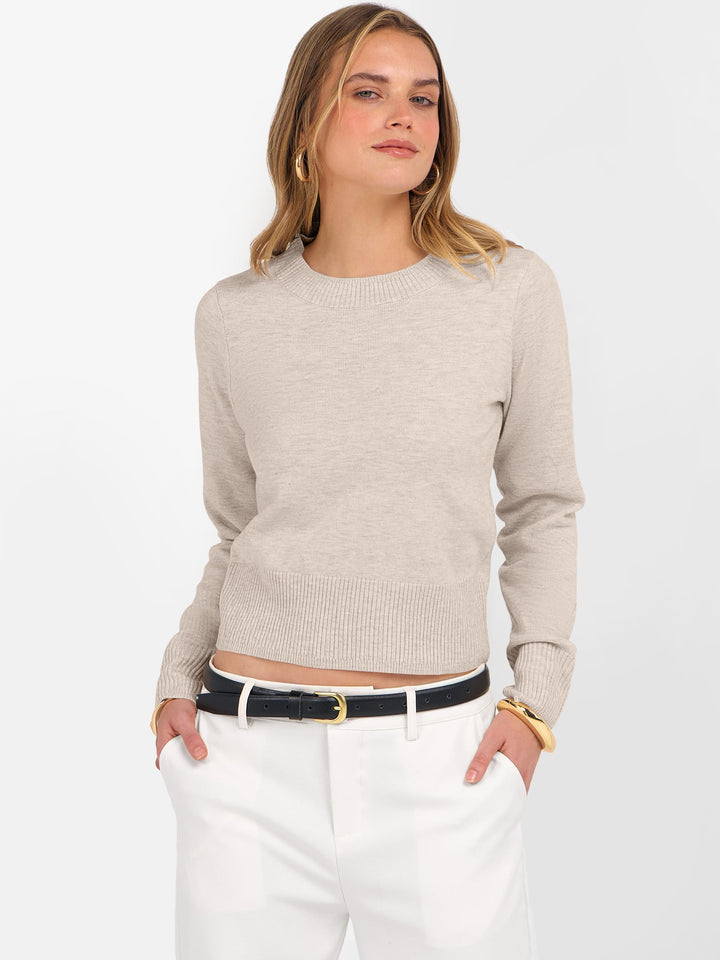 ANRABESS Women’s Long Sleeve Sweaters Cropped Crew Neck Business Casual Light Weight Sweater Tops Fall Fashion Clothes 2025